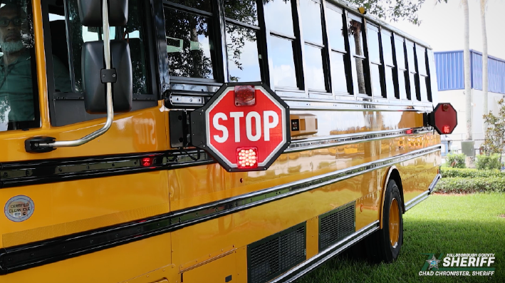 school but with stop sign displayed