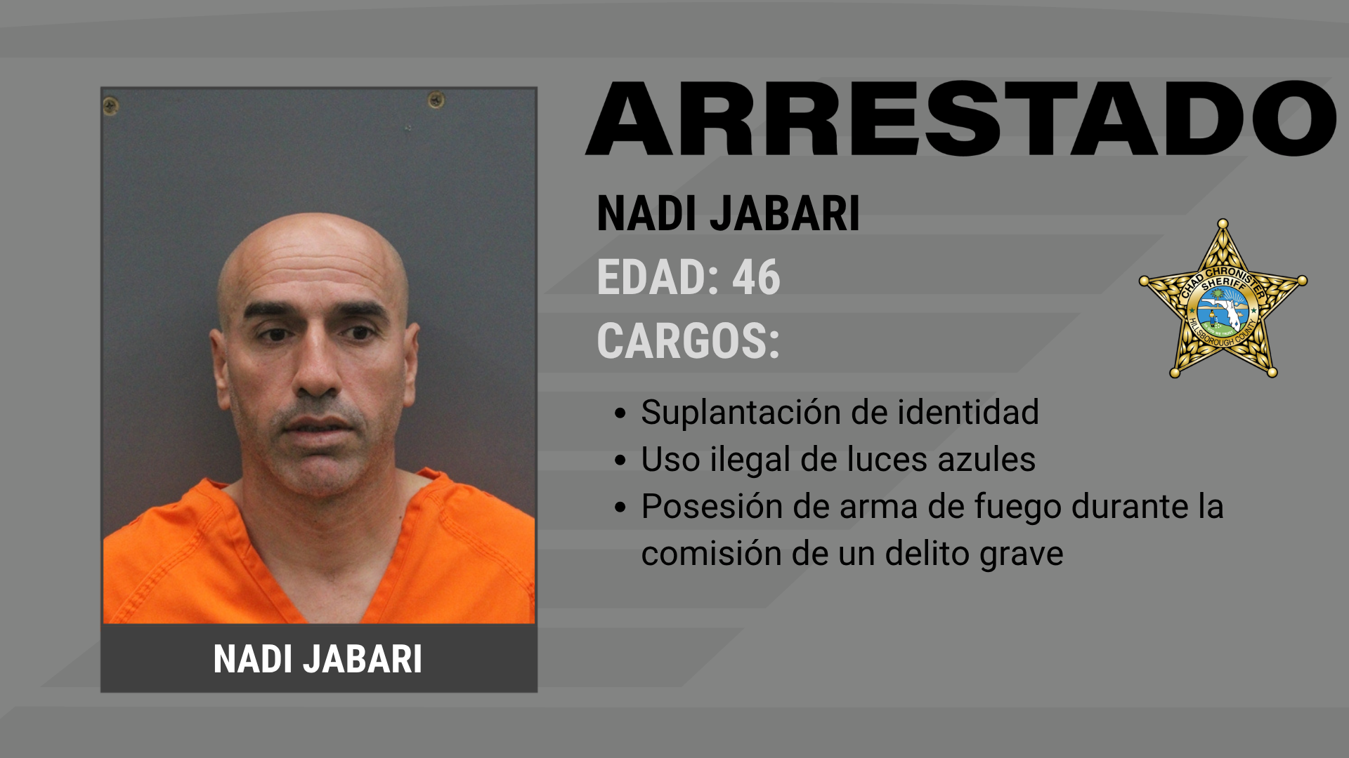 Hombre arrestado tras intentar realizar una falsa parada de tráfico a vehículo encubierto de HCSO Supporting Image