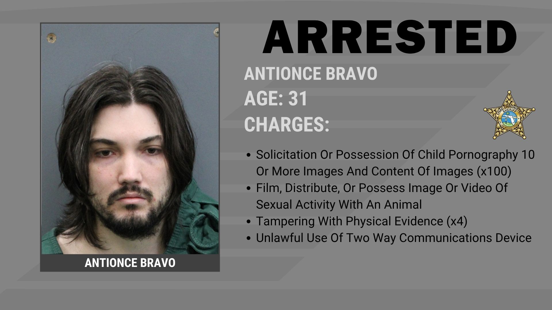 Man Arrested on 100 Counts of Child Pornography Charges