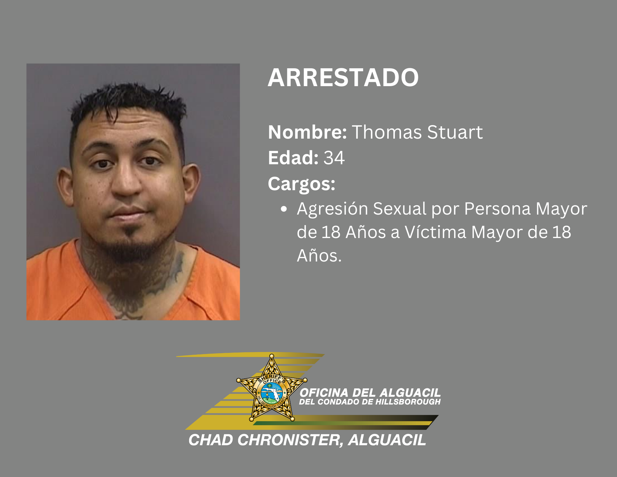HCSO ARRESTA A HOMBRE POR DELITO SEXUAL