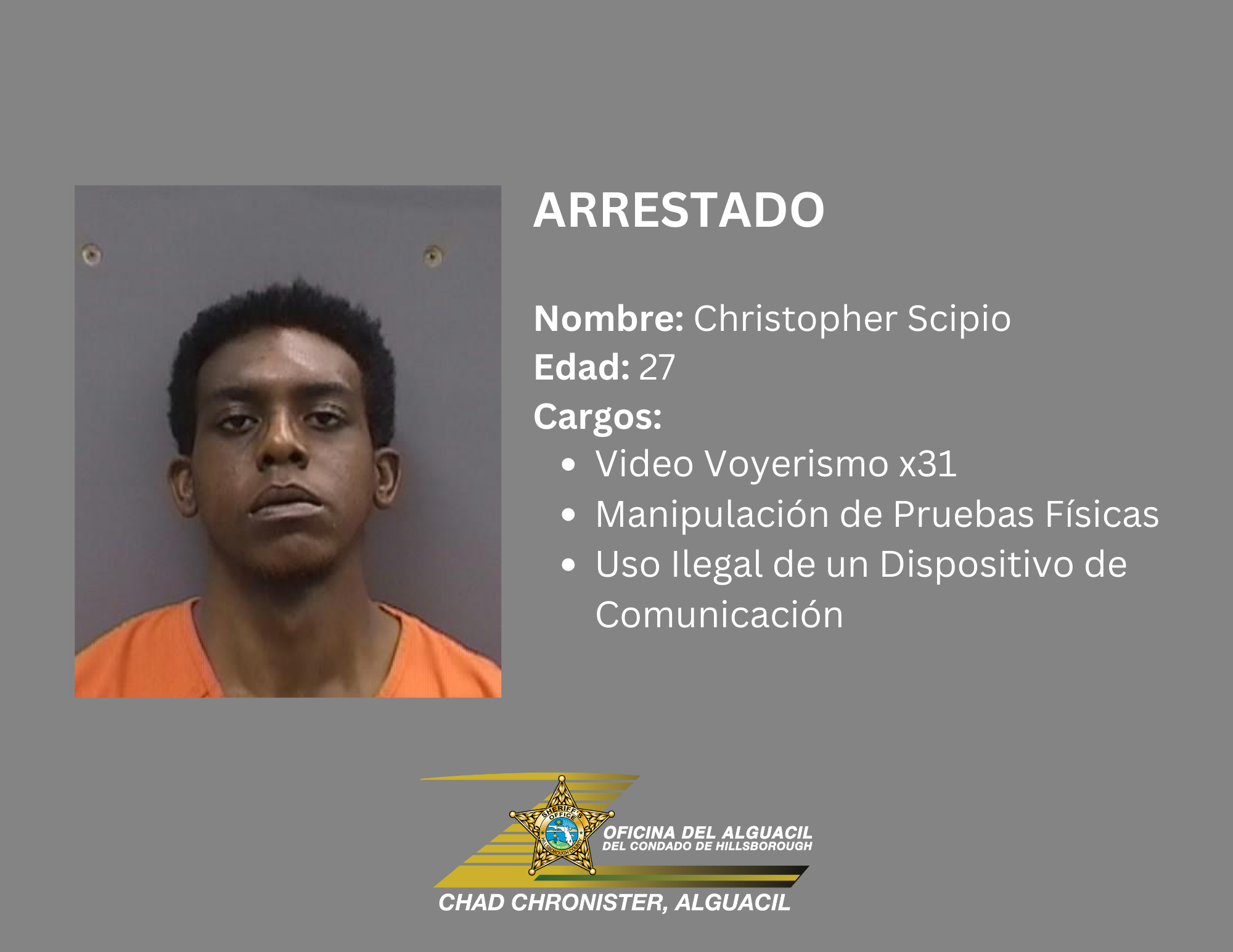 HOMBRE ARRESTADO POR GRABAR VÍCTIMAS EN EL BAÑO