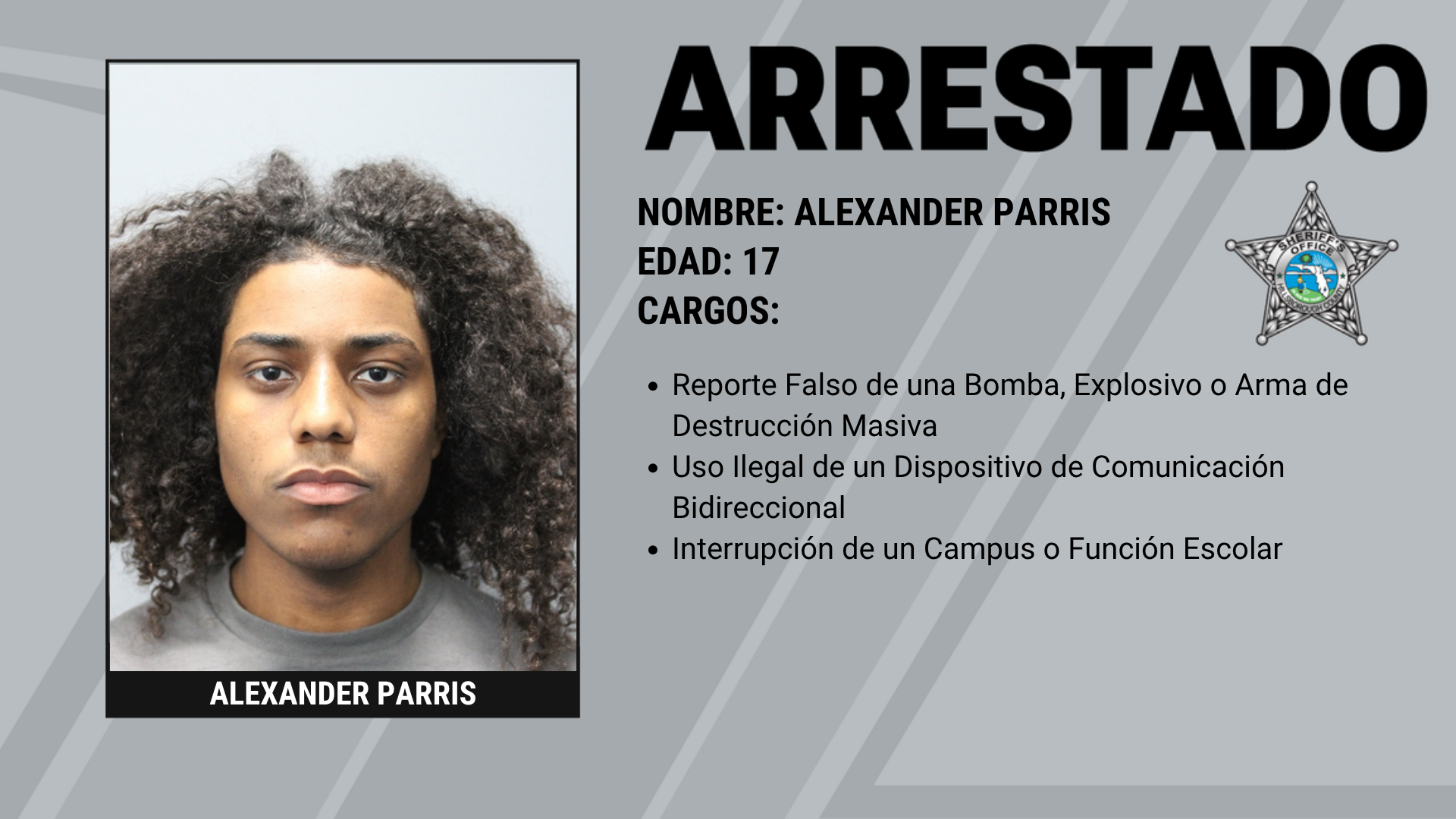 Estudiante Arrestado por Amenaza de Bomba a la Escuela Secundaria Spoto