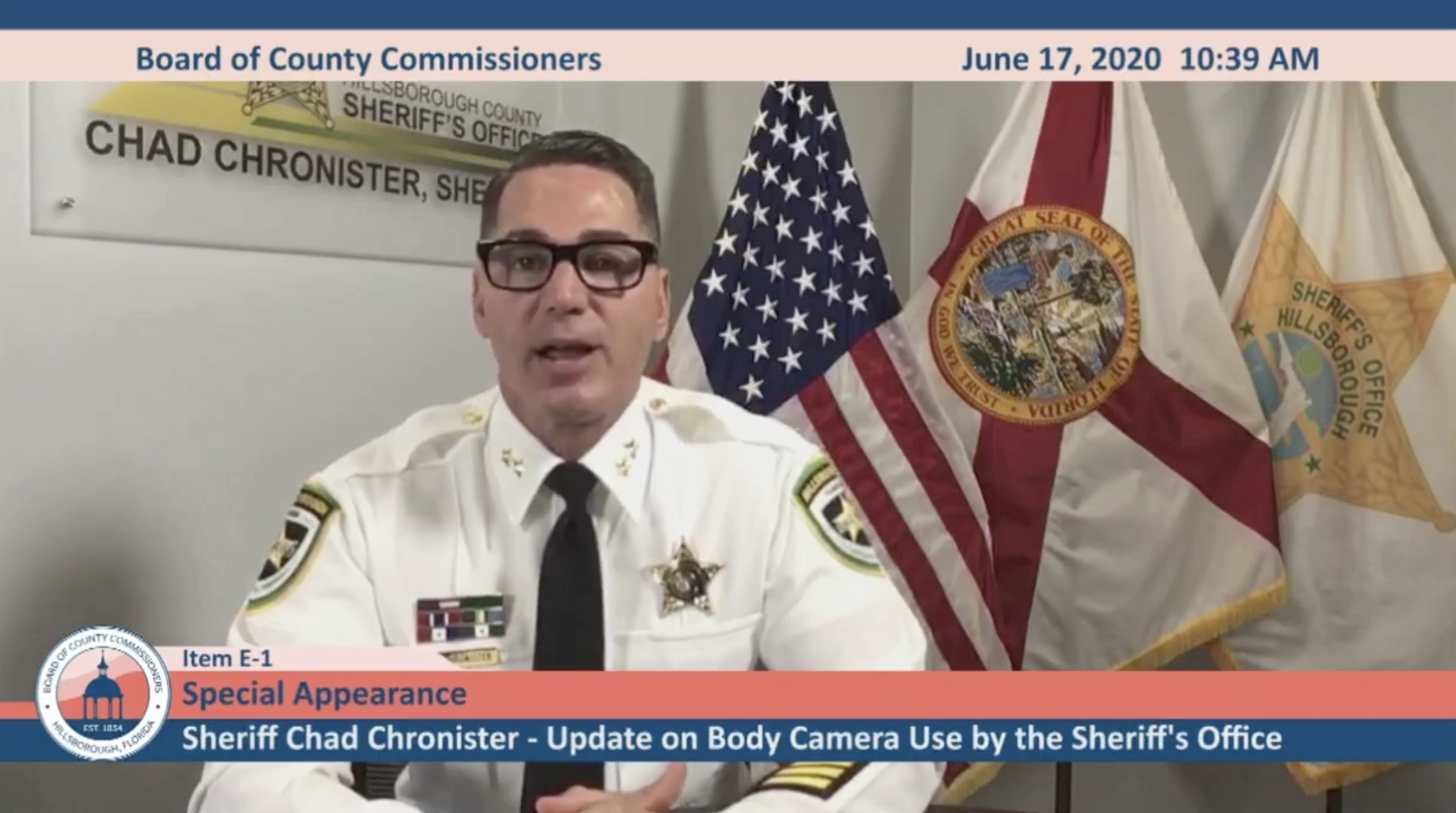 Sheriff Chad Chronister requests body cameras from Hillsborough BOCC