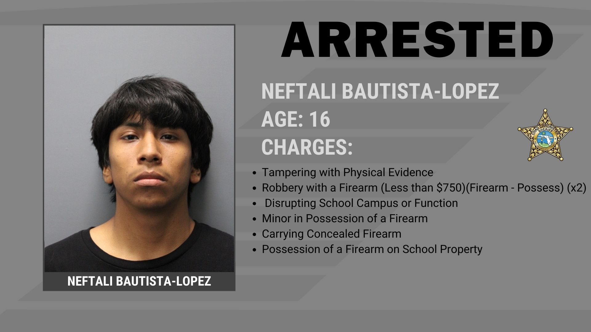 Plant City High School Student Arrested for Bringing a Firearm on Campus