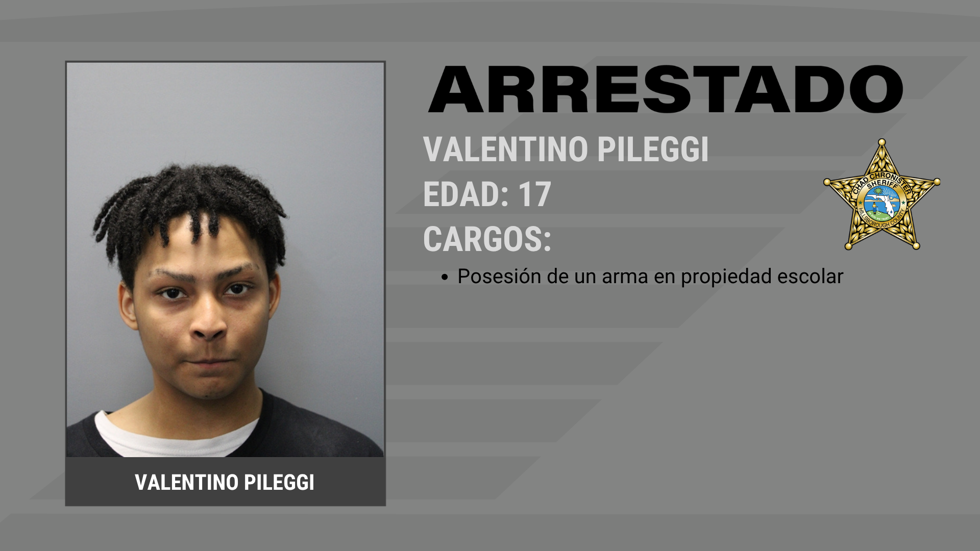Estudiante arrestado por llevar un arma a la escuela Supporting Image