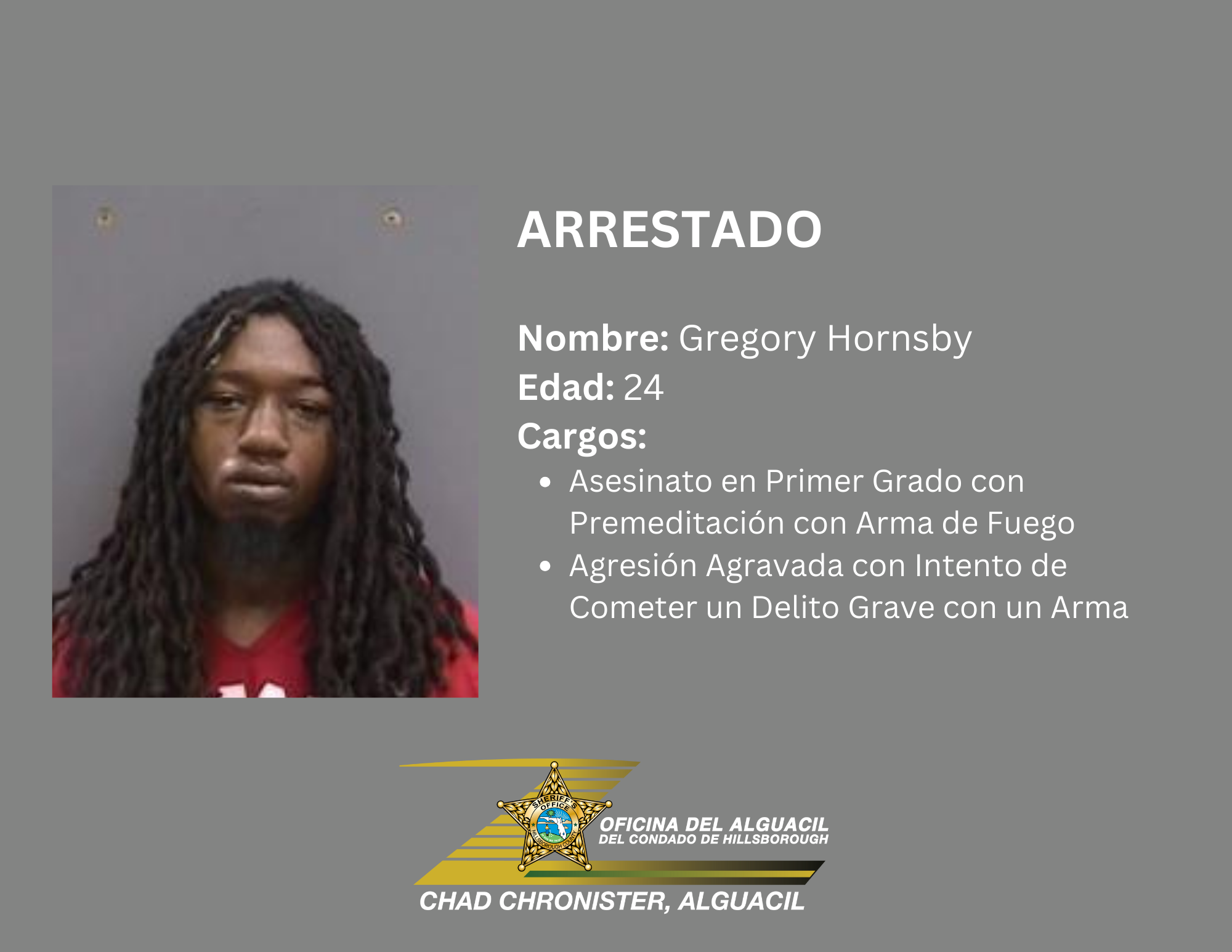 HCSO ARRESTA A SOSPECHOSO EN HOMICIDIO DE BRANDON