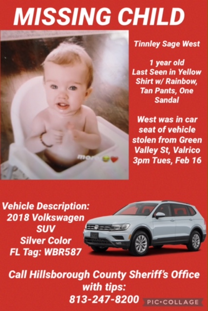 SUV stolen with infant inside