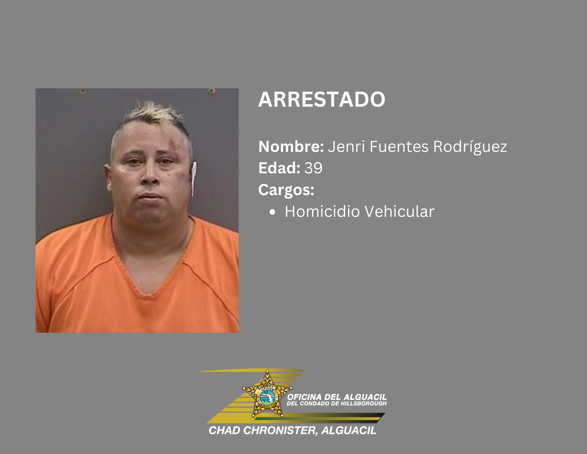Hombre Arrestado en Homicidio Vehicular