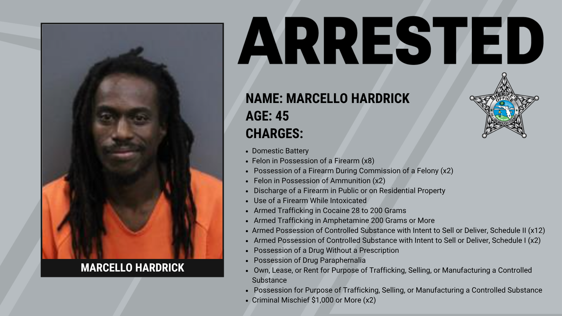 Convicted Felon Faces more than 30 Charges after Domestic Violence Call Supporting Image
