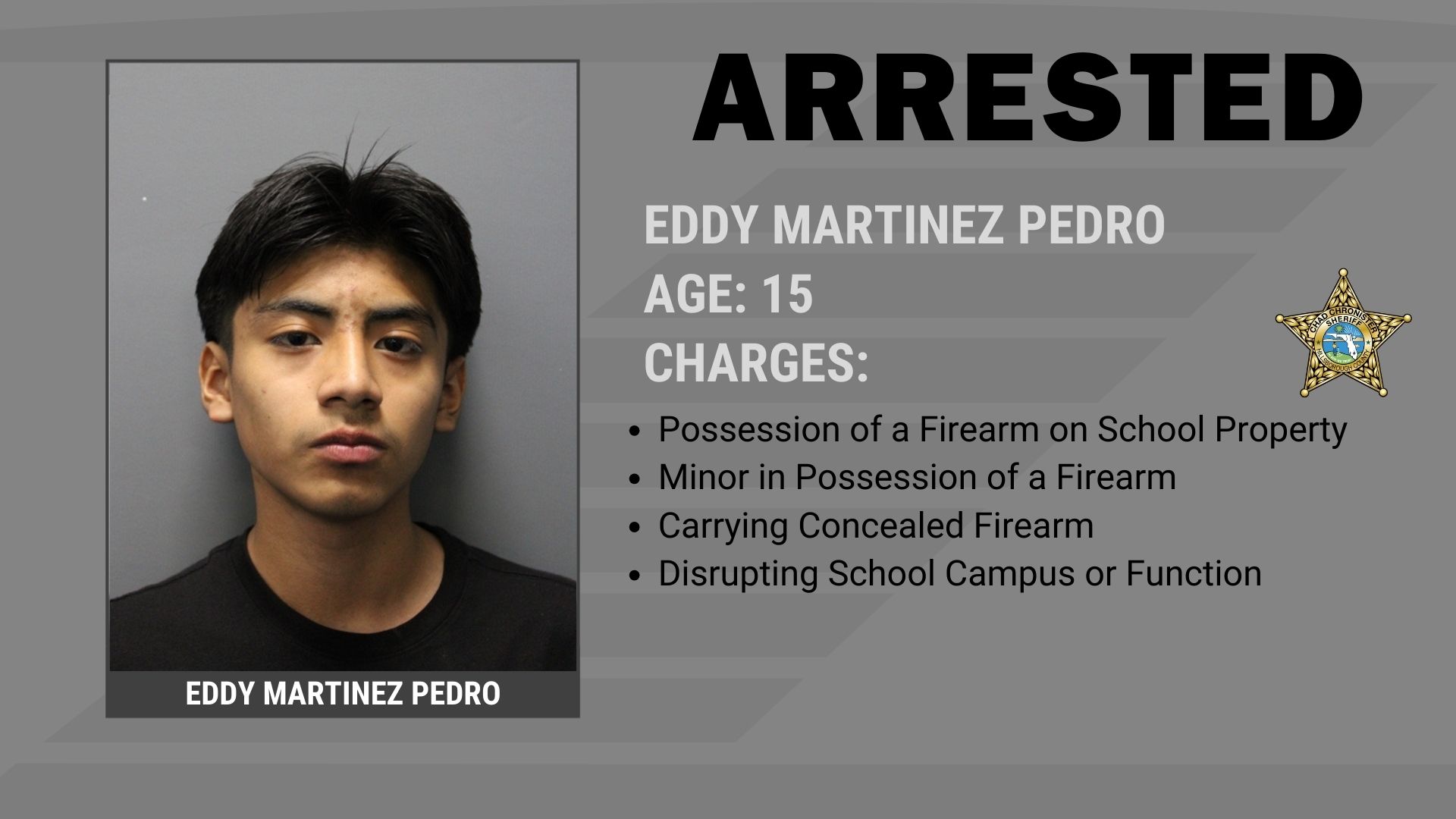 Strawberry Crest High School Student Arrested for Bringing a Firearm on Campus 