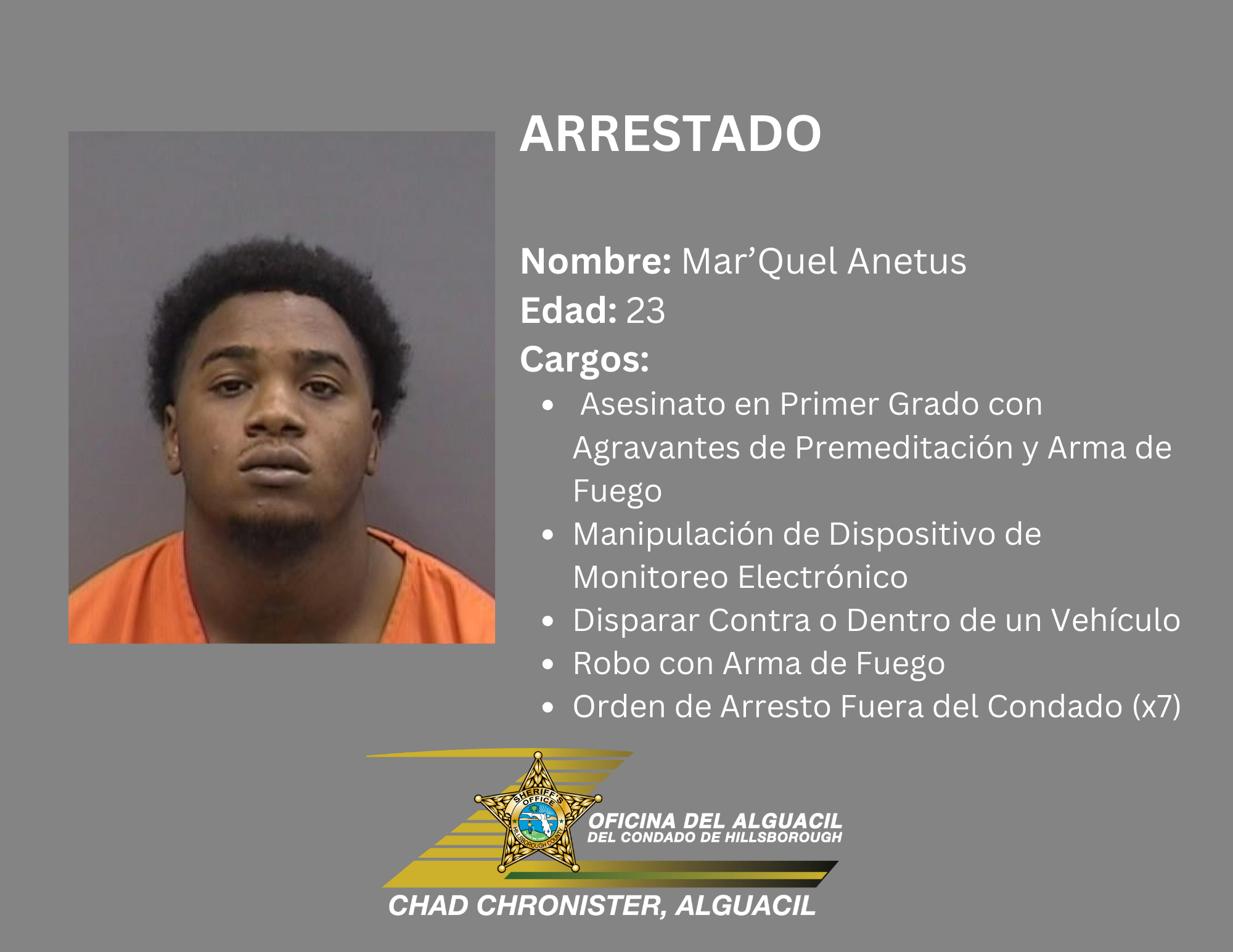 ACTUALIZACIÓN: ARRESTO SOBRE HOMICIDIO EN EL ESTE DE TAMPA