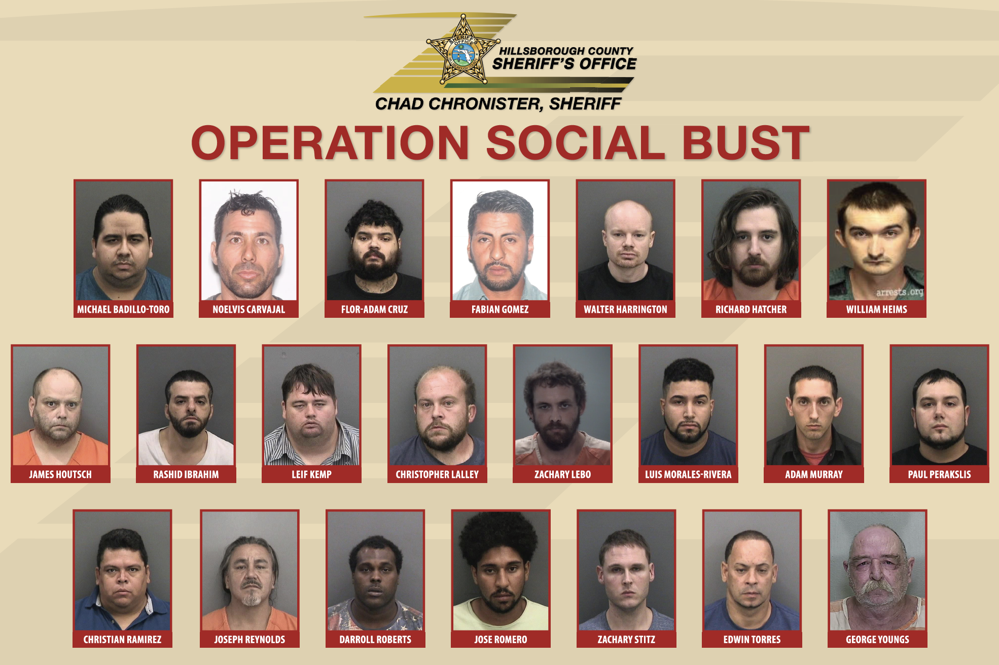 Operation Social Bust leads to 22 arrests Supporting Image