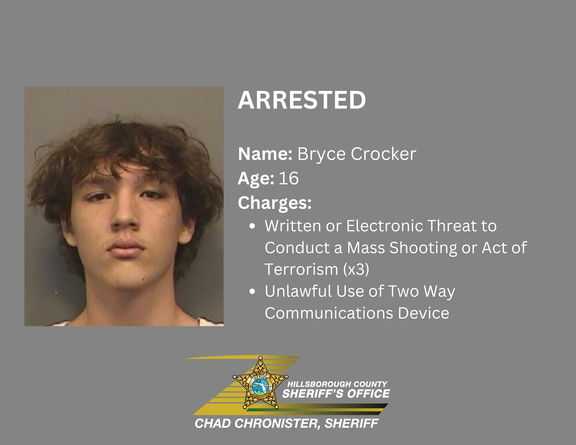 HILLSBOROUGH TEEN ARRESTED FOR MAKING ONLINE THREATS image
